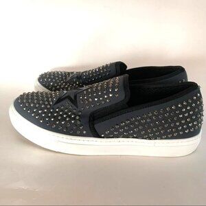 Divine Follie Studded Star Sneakers Slip On Shoes Black size 39 EURO Fits 8.5 US